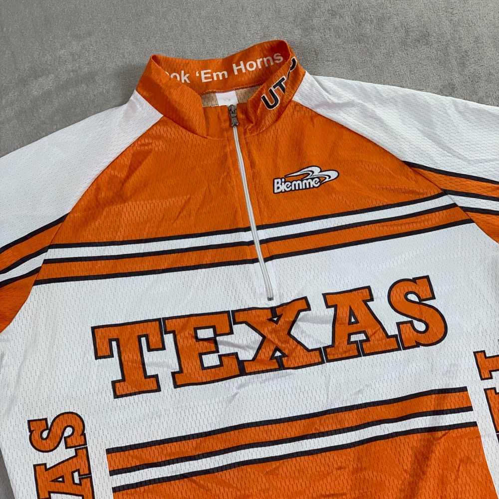 Biemme Texas Longhorns Cycling Jersey Mens XL Orange White Zip Bike Shirt UT